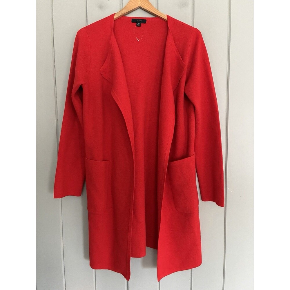 J. Crew Sweater Cardigan XS Red Juliette Collarless Blazer Open Front J6339